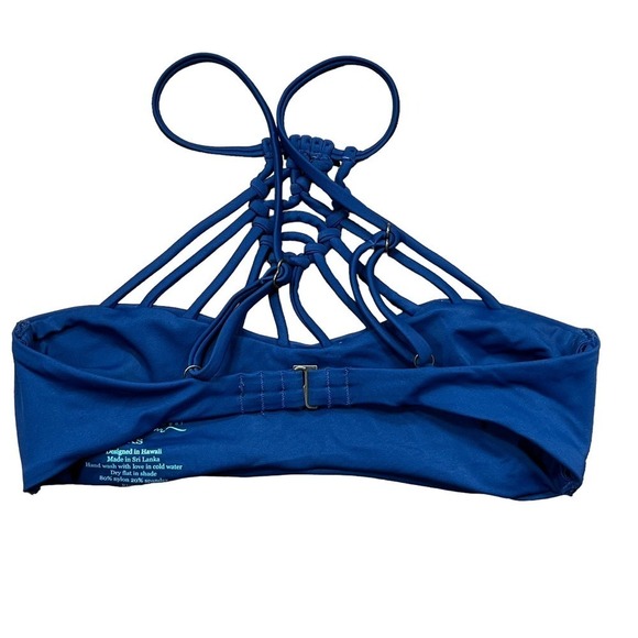 Tori Praver NEW Seafoam High Neck Bandeau Macrame Indigo Blue Bikini Top XS - Picture 4 of 7